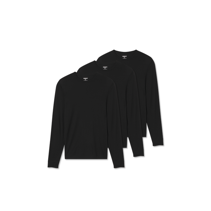 Bombas Men's Merino Wool Blend Crew Neck Long Sleeve T-Shirt 3-Pack