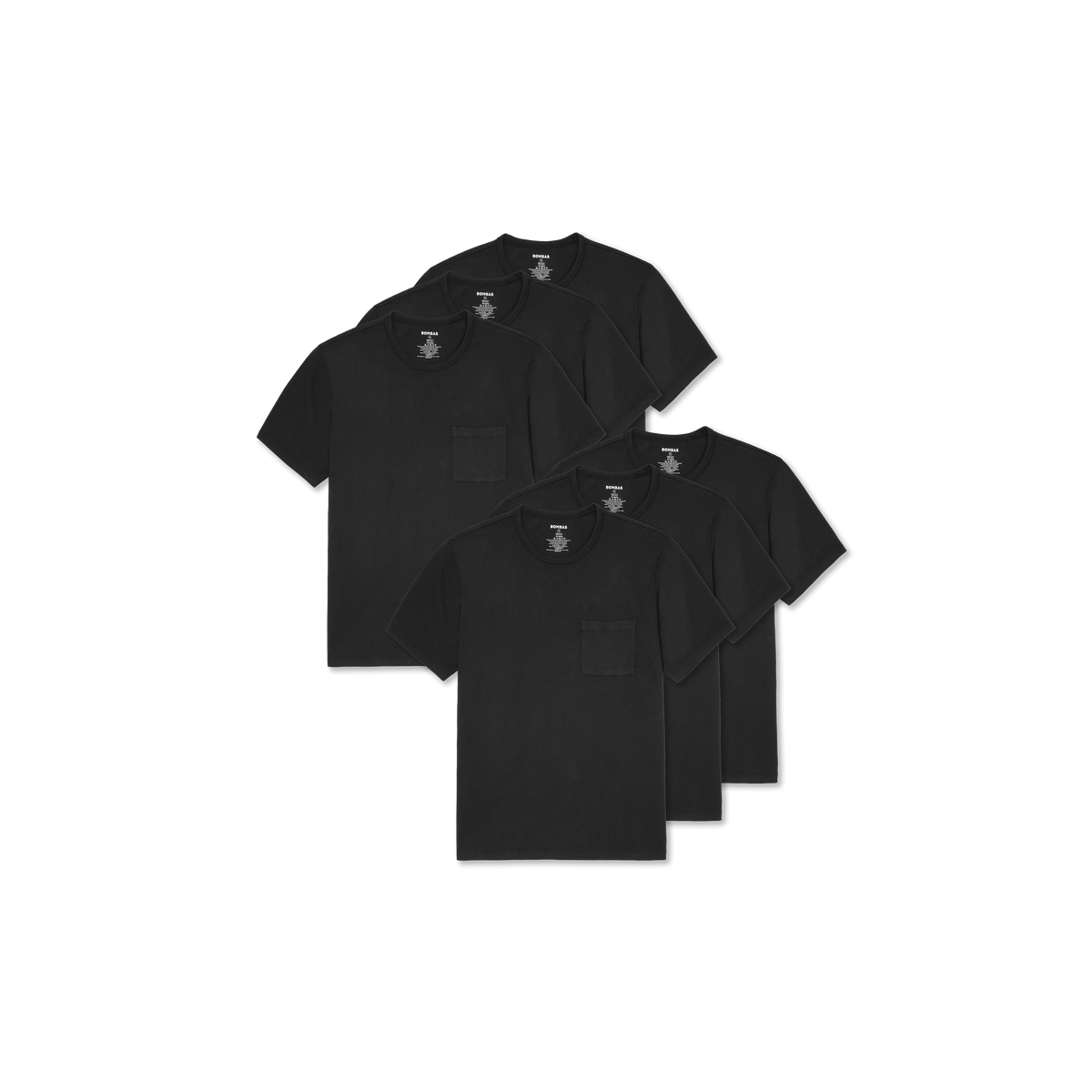 Bombas Men's Premium Weight Pocket Crew Neck T-Shirt 6-Pack