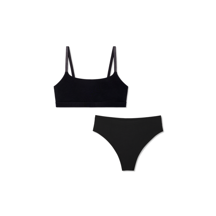 Bombas Women's Super Soft Scoop Bralette + Thong Pack