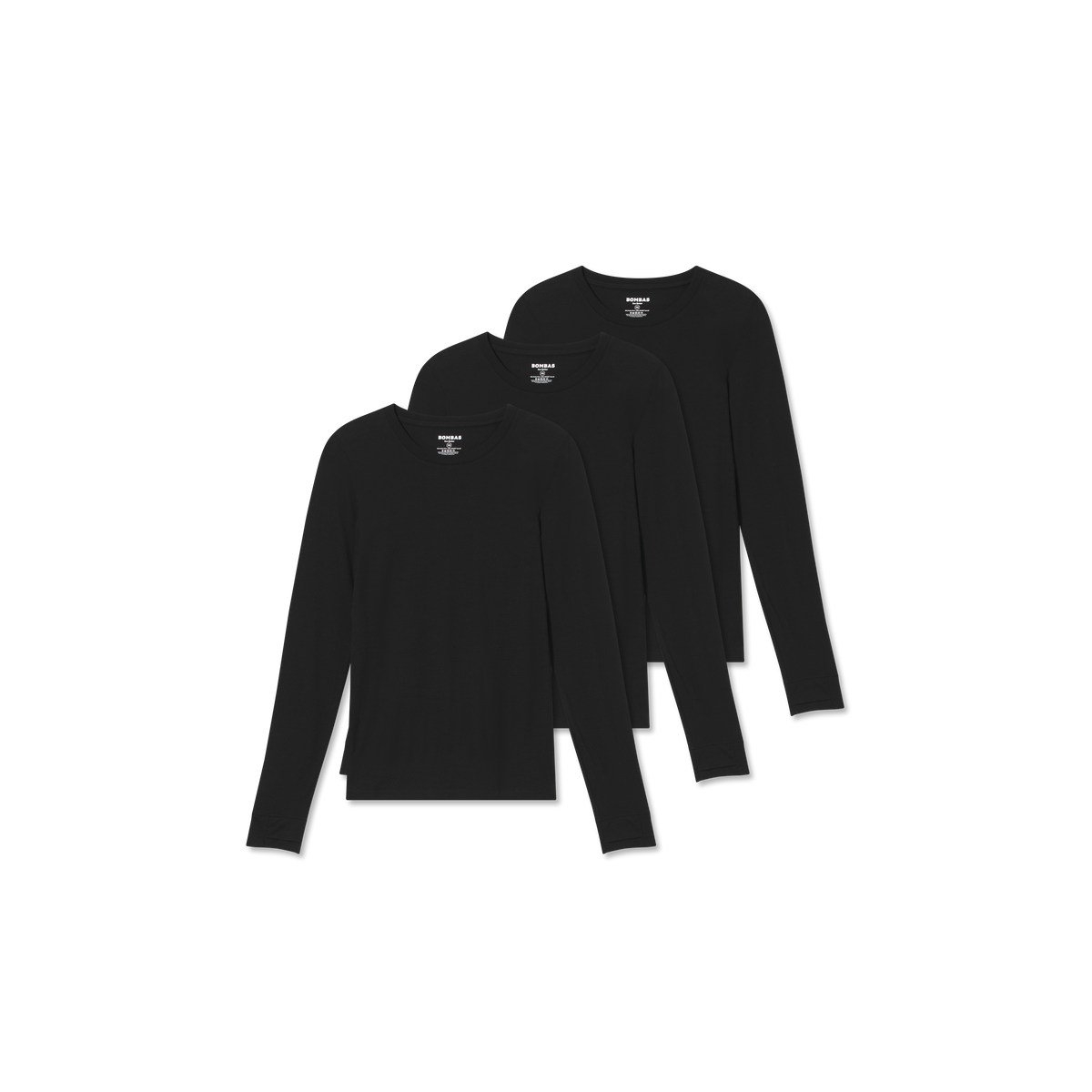 Bombas Women's Merino Wool Blend Crew Neck Long Sleeve T-Shirt 3-Pack