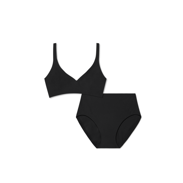 Bombas Women's No Show Plunge Bralette + High Rise Brief Pack