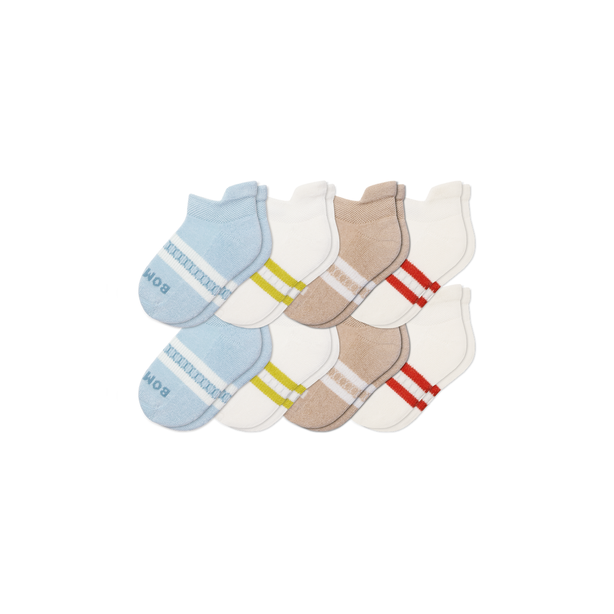 Bombas Junior Ankle Socks 8-Pack - Kids Midweight Seamless Cotton Socks
