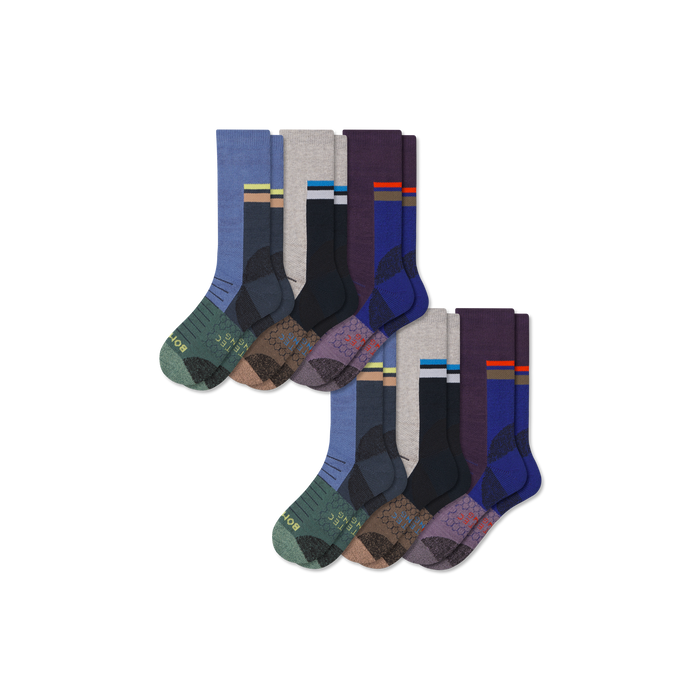 Bombas Women's Hiking Calf Socks 6-Pack, Cushioned Trail Socks