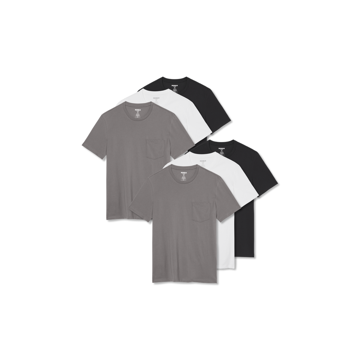 Bombas Men's Pima Cotton Pocket Crew Neck T-Shirt 6-Pack