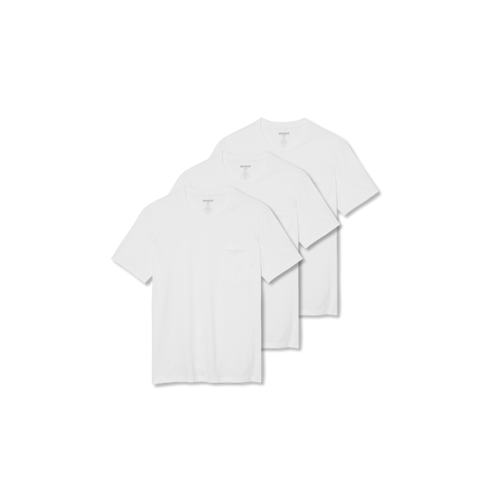 Bombas Men's Pima Cotton Pocket Crew Neck T-Shirt 3-Pack
