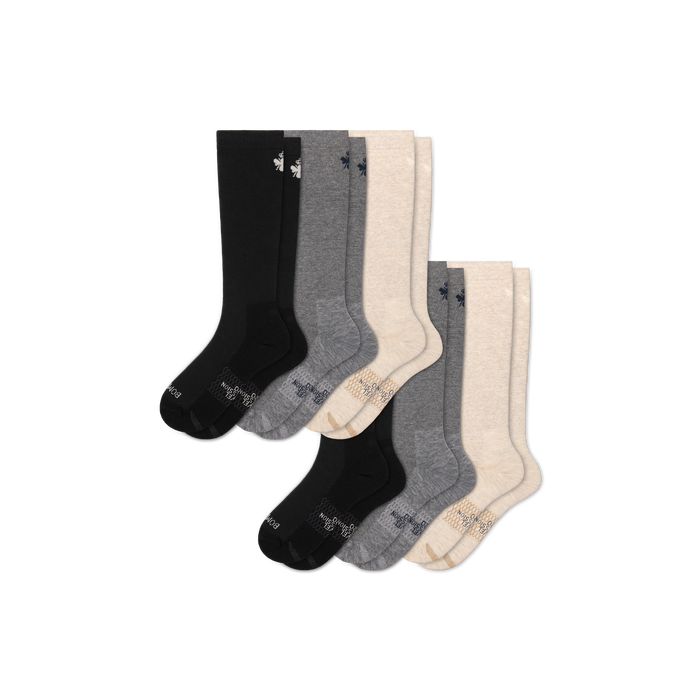 Bombas Men's Travel Compression Knee High Socks 6-Pack 15-20mmHg