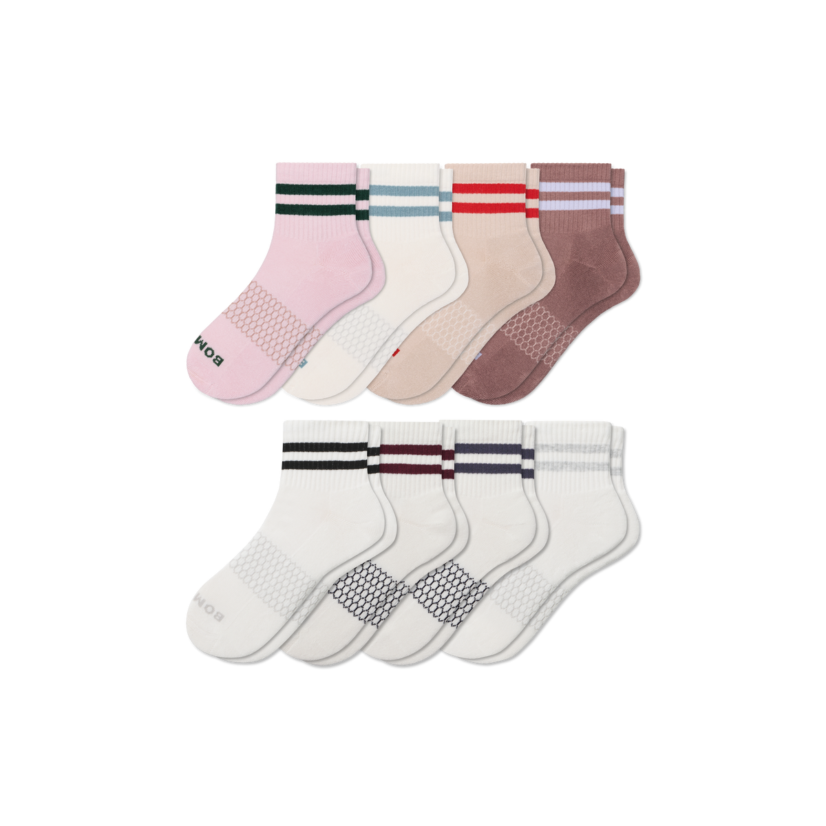 Bombas Women's Vintage Stripes Quarter Sock 8-Pack