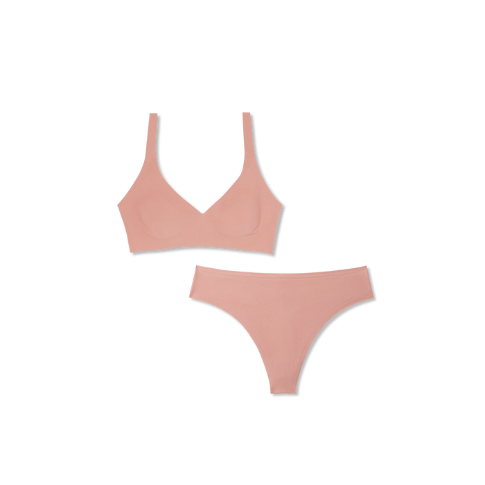 Bombas Women's No Show Plunge Bralette + Thong Pack