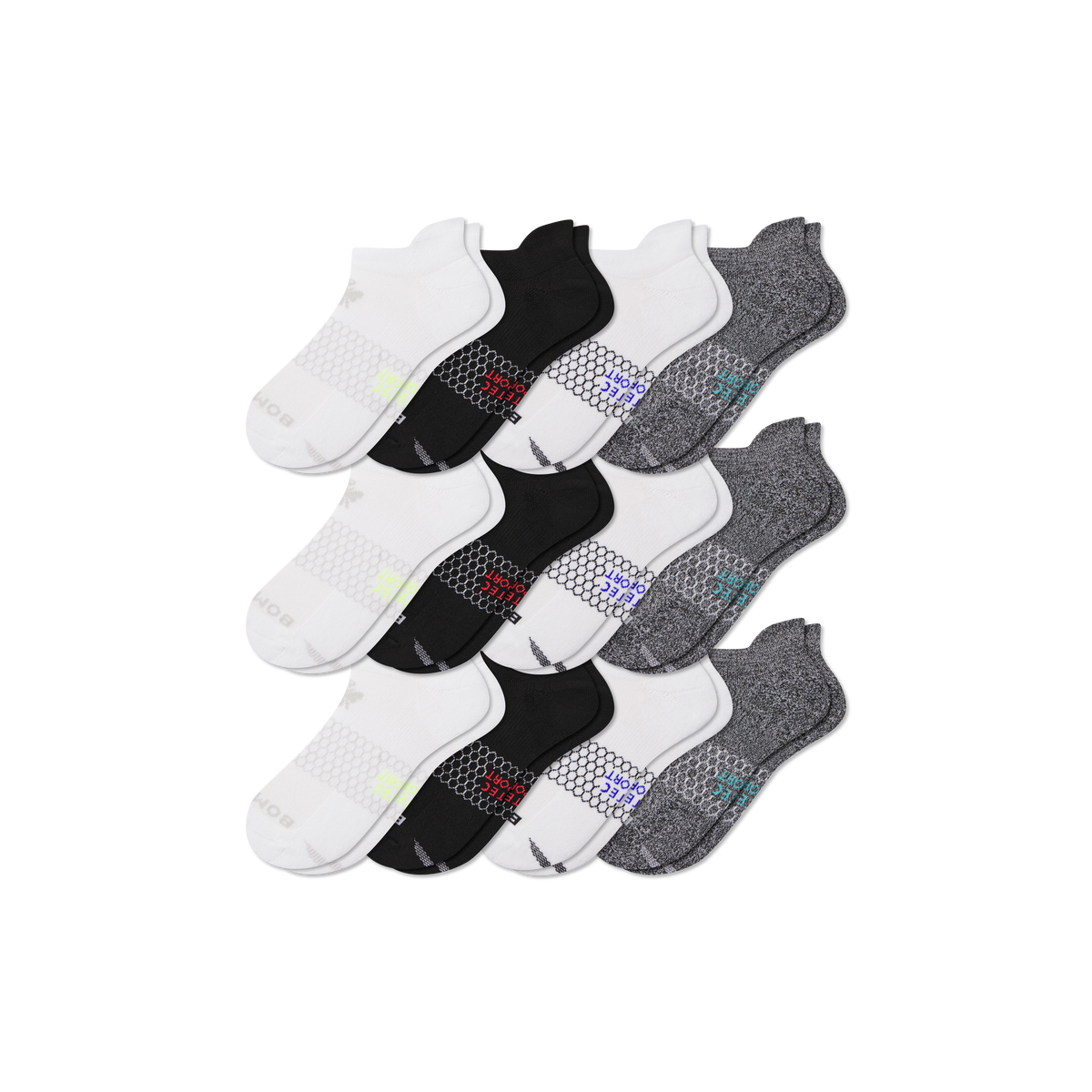 Bombas Women's All Sport Ankle Socks 12-Pack, Cushioned Athletic Socks