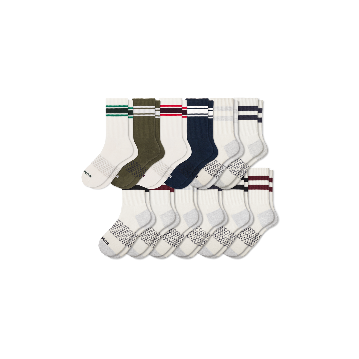 Bombas Men's Vintage Stripes Half Calf Socks 12-Pack