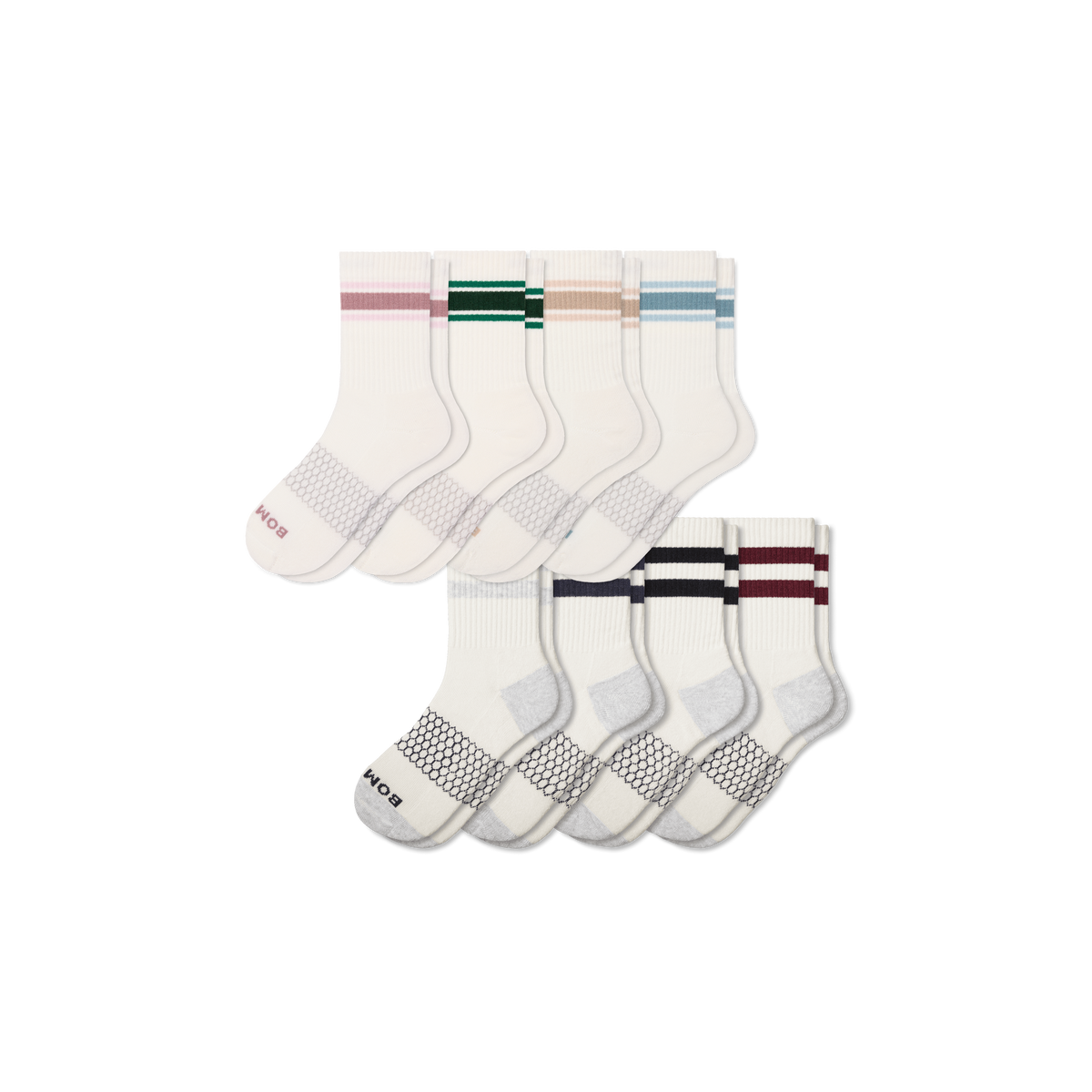 Bombas Women's Vintage Stripes Half Calf Sock 8-Pack