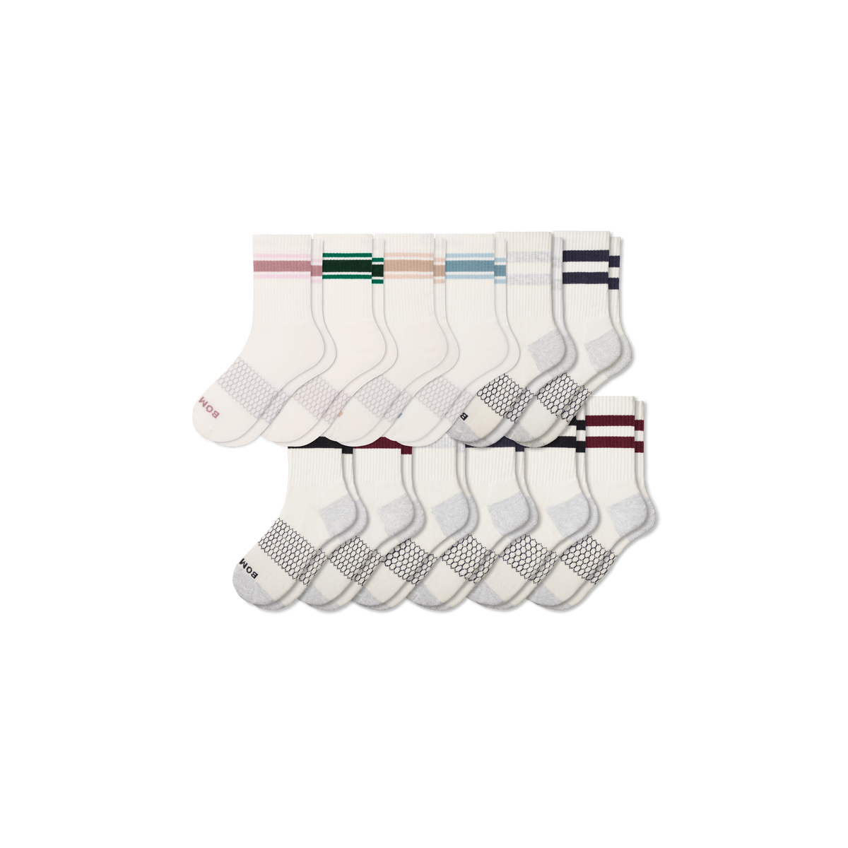 Bombas Women's Vintage Stripes Half Calf Socks 12-Pack
