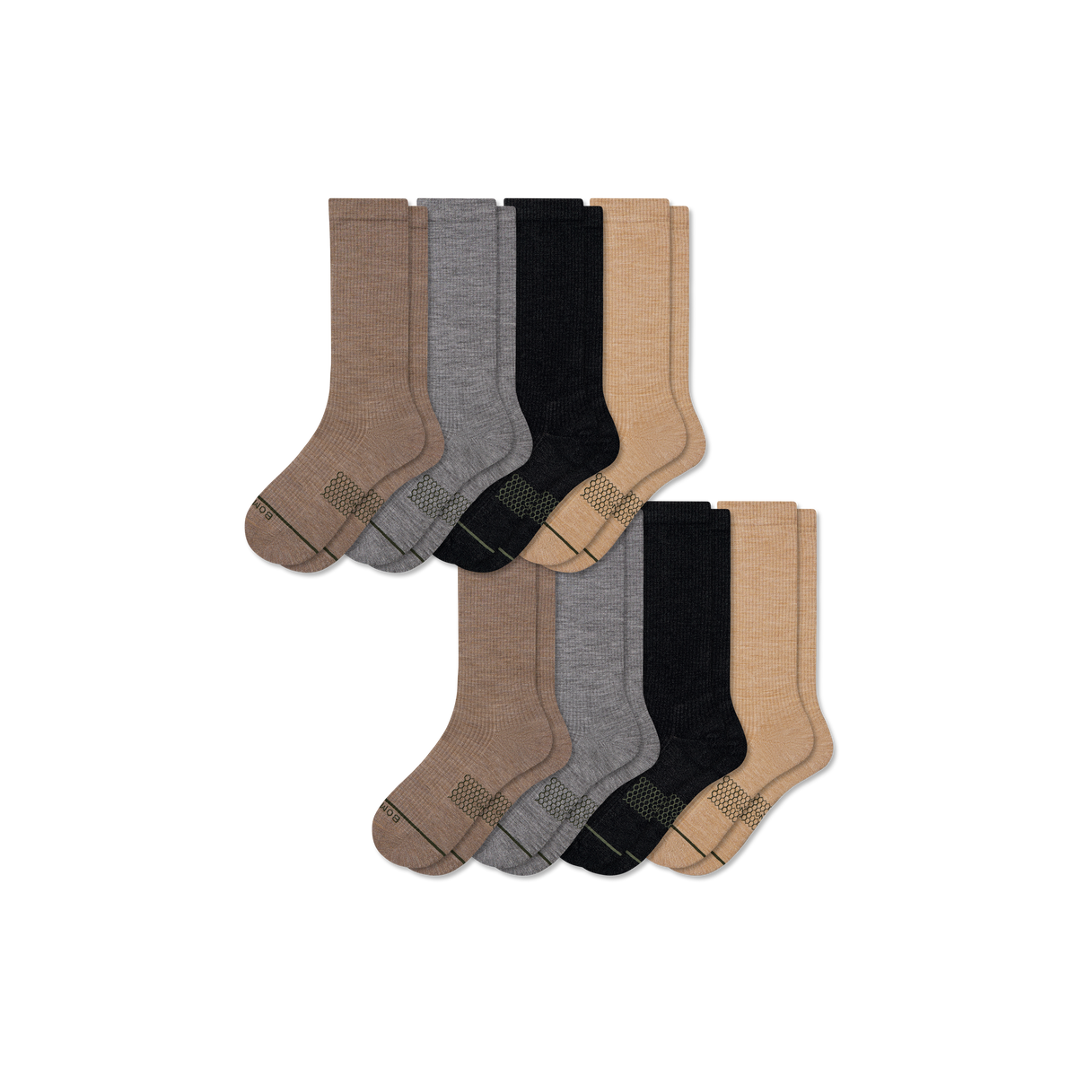Bombas Women's Merino Wool Blend Modern Rib Calf Sock 8-Pack