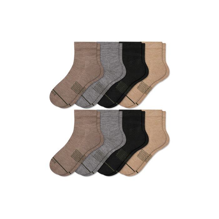 Bombas Women's Merino Wool Blend Modern Rib Quarter Sock 8-Pack