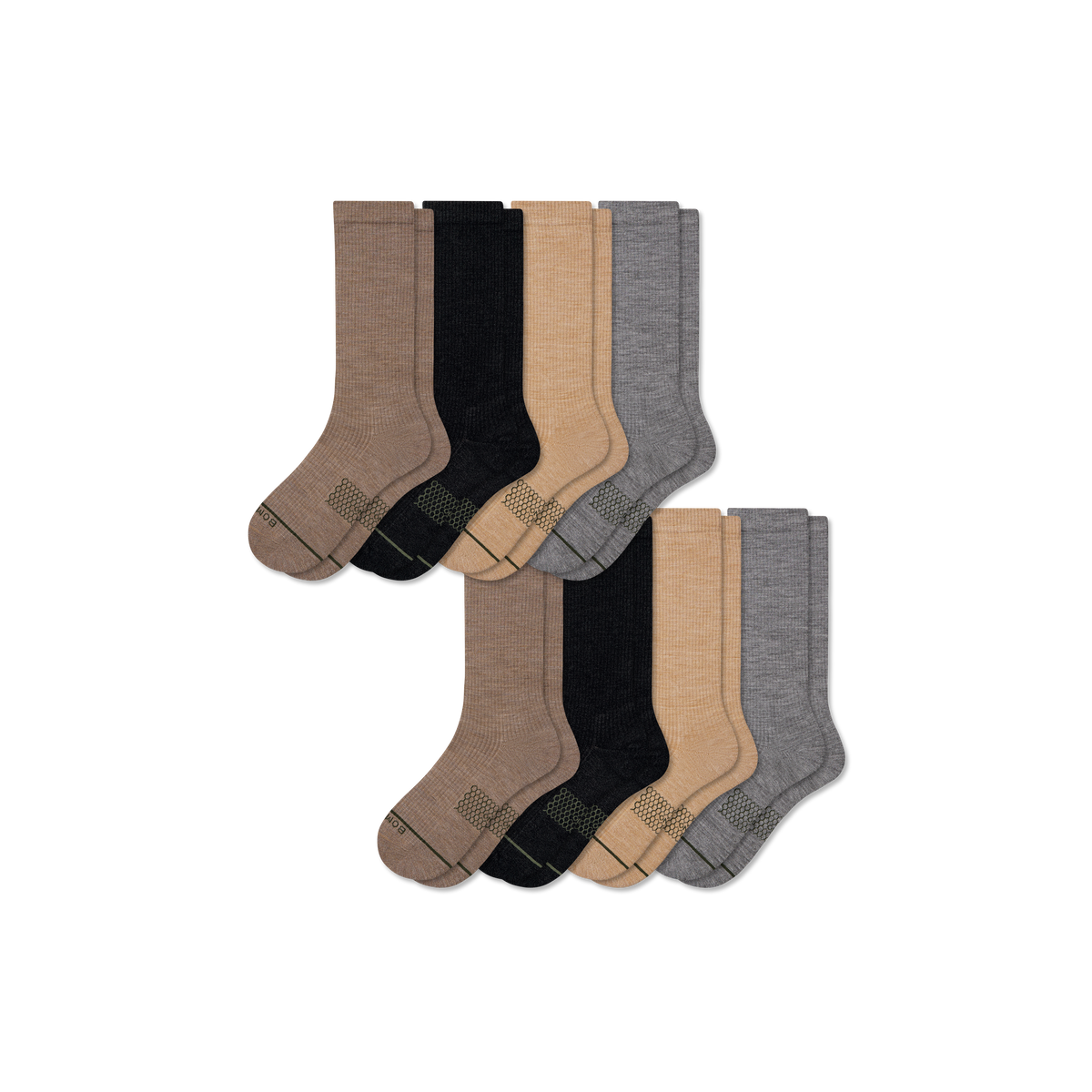 Bombas Men's Merino Wool Blend Modern Rib Calf Socks 8-Pack