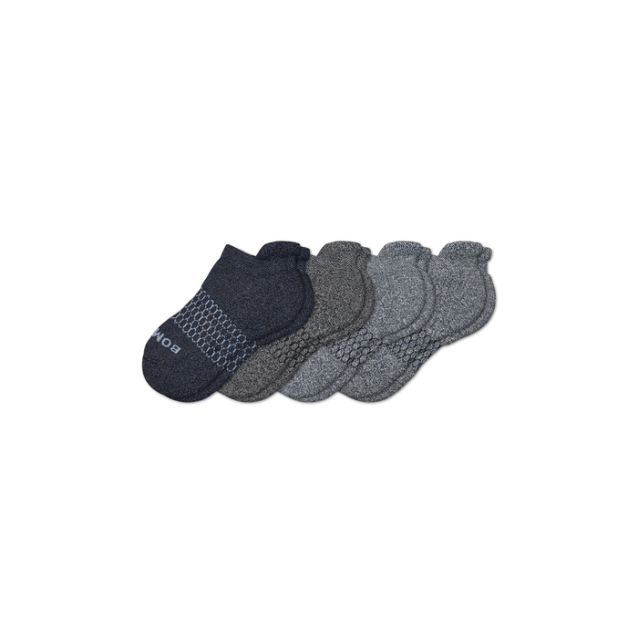 Bombas Youth Marl Ankle Socks 4-Pack - Kids Seamless Toe Cotton Socks