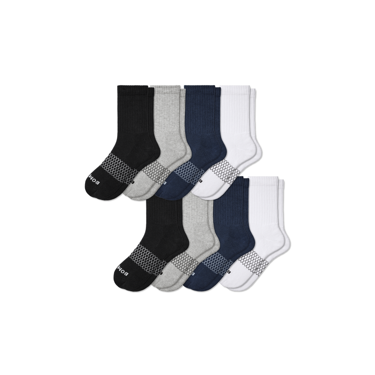 Bombas Women's Solids Half Calf Socks 8-Pack - Midweight Cushioned Stay-Up Socks