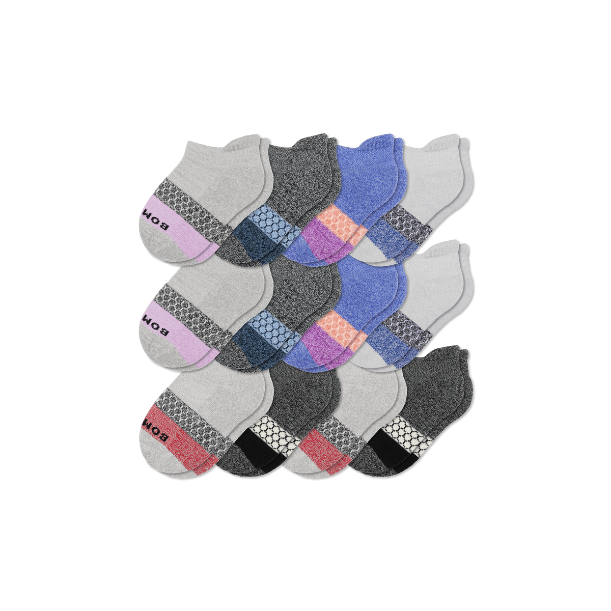 Bombas Junior Tri-Block Ankle Socks 12-Pack