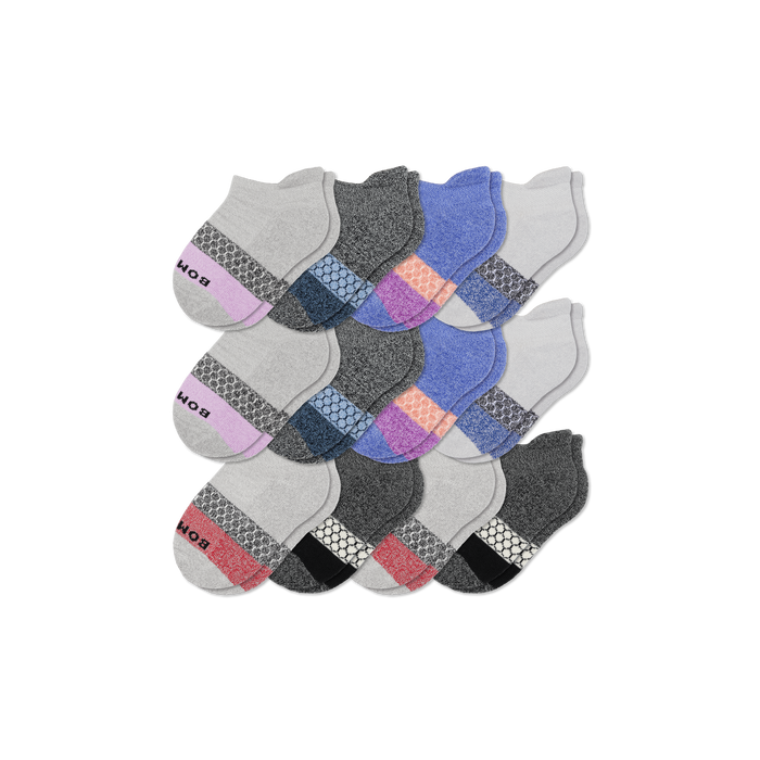 Bombas Junior Tri-Block Ankle Socks 12-Pack