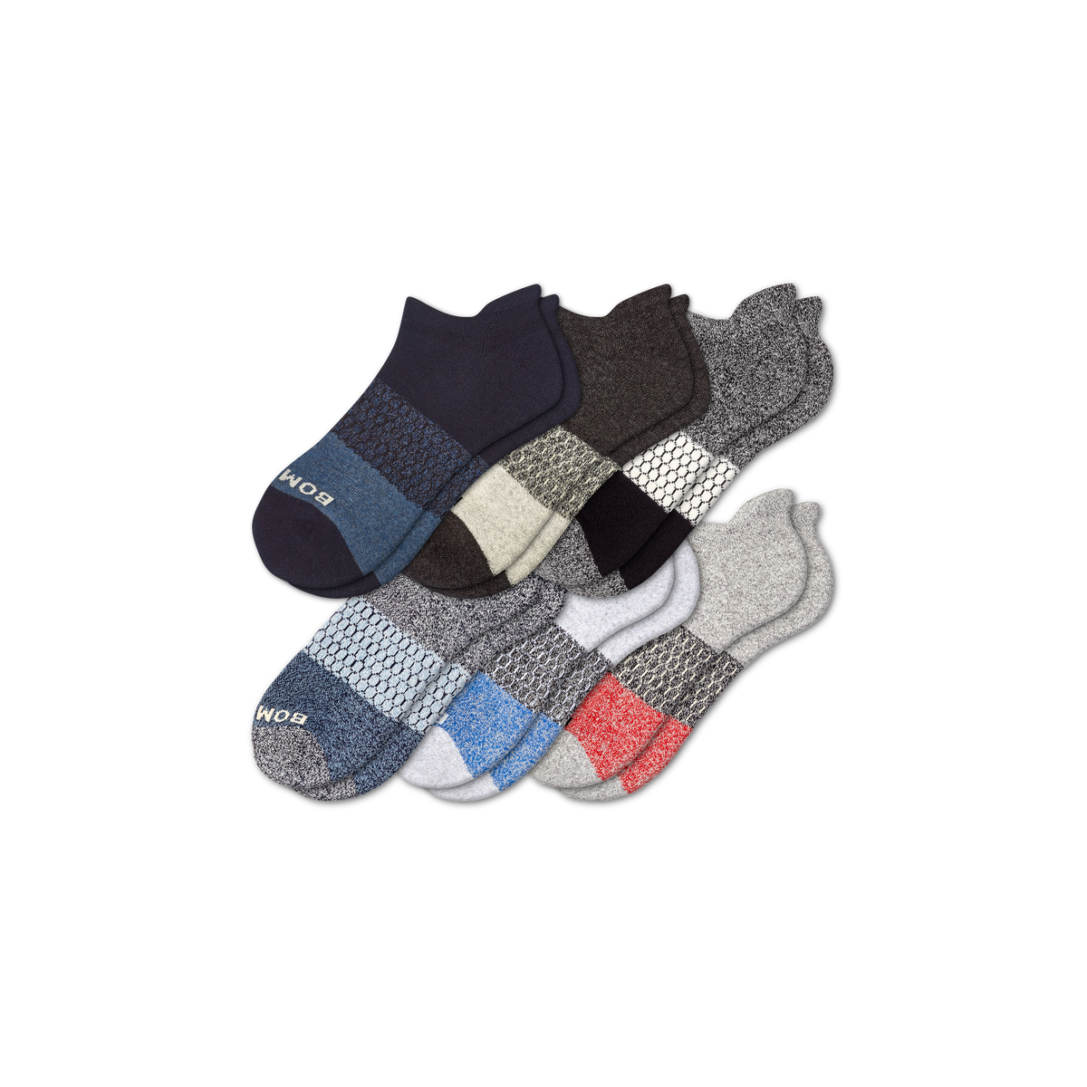 Bombas Men's Tri-Block Ankle Socks 6-Pack