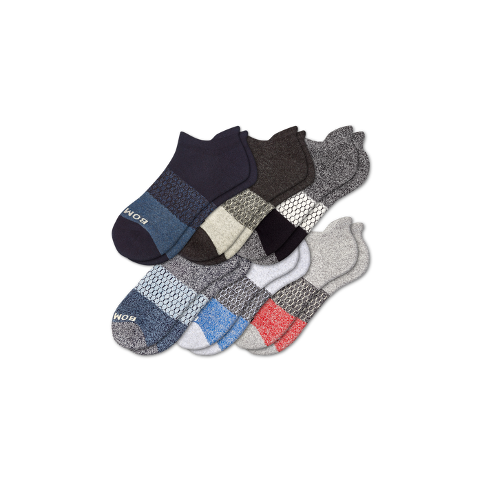 Bombas Men's Tri-Block Ankle Socks 6-Pack