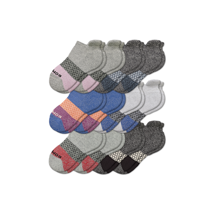 Bombas Youth Ankle Socks 12-Pack - Kids Seamless Toe Arch Support Socks