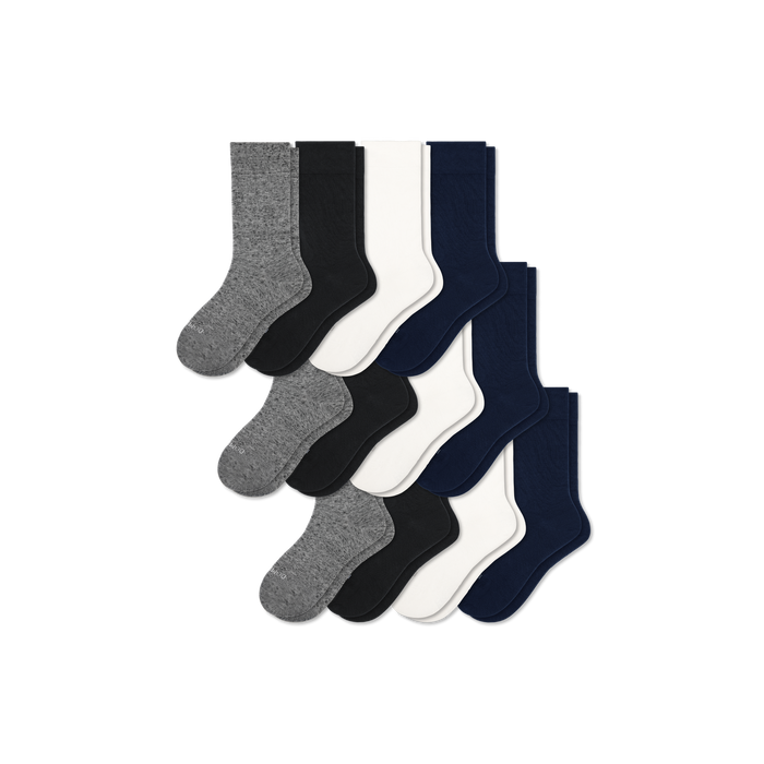 Bombas Youth Lightweight Calf Socks 12-Pack - Kids Flat Knit Socks