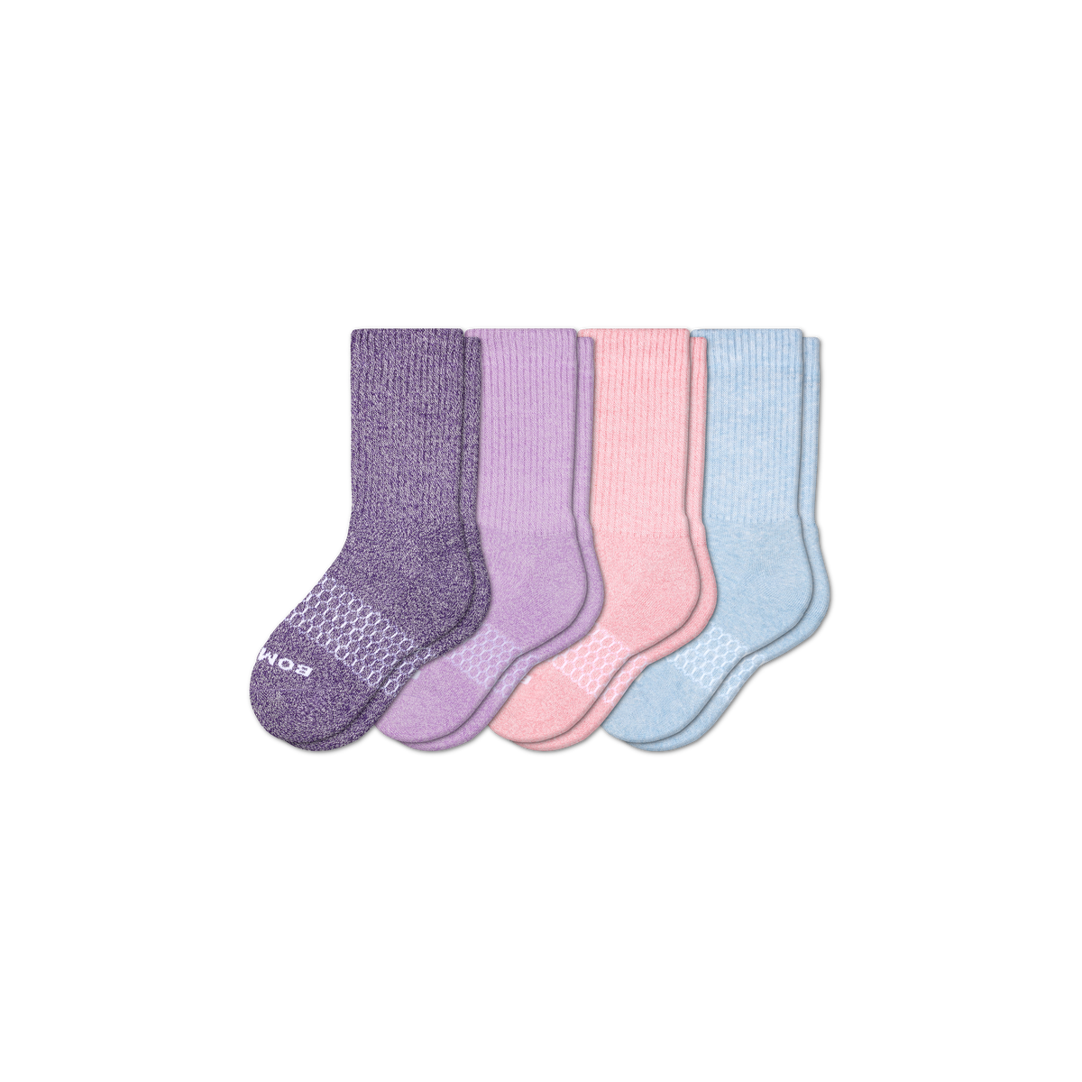Bombas Youth Marl Calf Socks 4-Pack - Kids Seamless Toe Cotton Socks