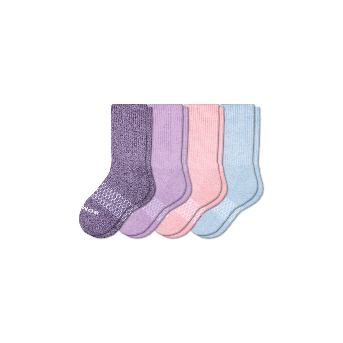 Bombas Youth Marl Calf Socks 4-Pack - Kids Seamless Toe Cotton Socks