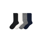 Bombas Youth Lightweight Calf Socks 4-Pack - Kids Flat Knit Seamless Toe Socks