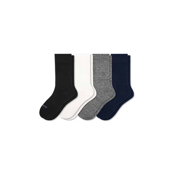 Bombas Youth Lightweight Calf Socks 4-Pack - Kids Flat Knit Seamless Toe Socks