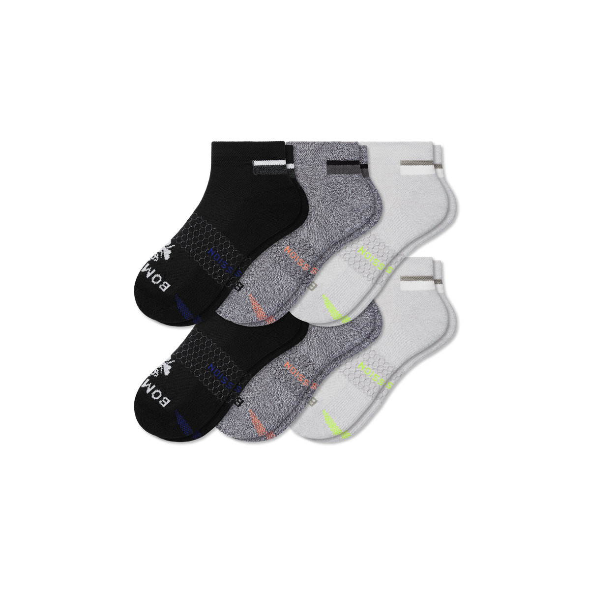 Bombas Men's Firm Compression Ankle Socks 6-Pack