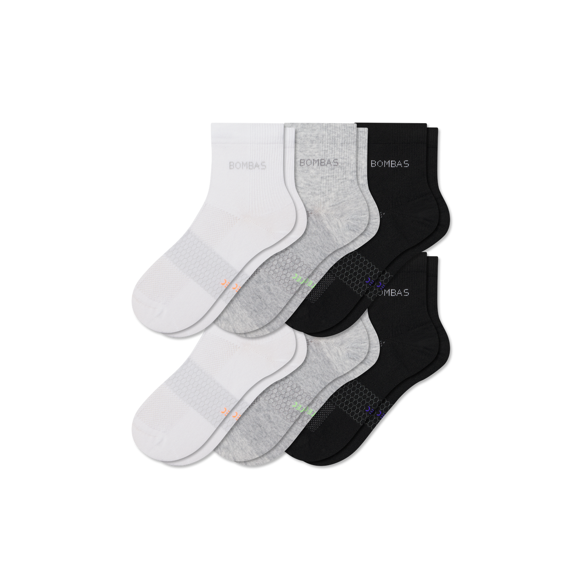 Bombas Men's UltraLite Sport Quarter Socks 6-Pack
