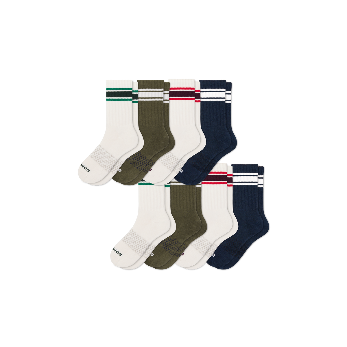 Bombas Men's Vintage Stripes Half Calf Sock 8-Pack