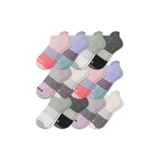 Bombas Women's Tri-Block Ankle Socks 12-Pack - Midweight Cushioned Socks