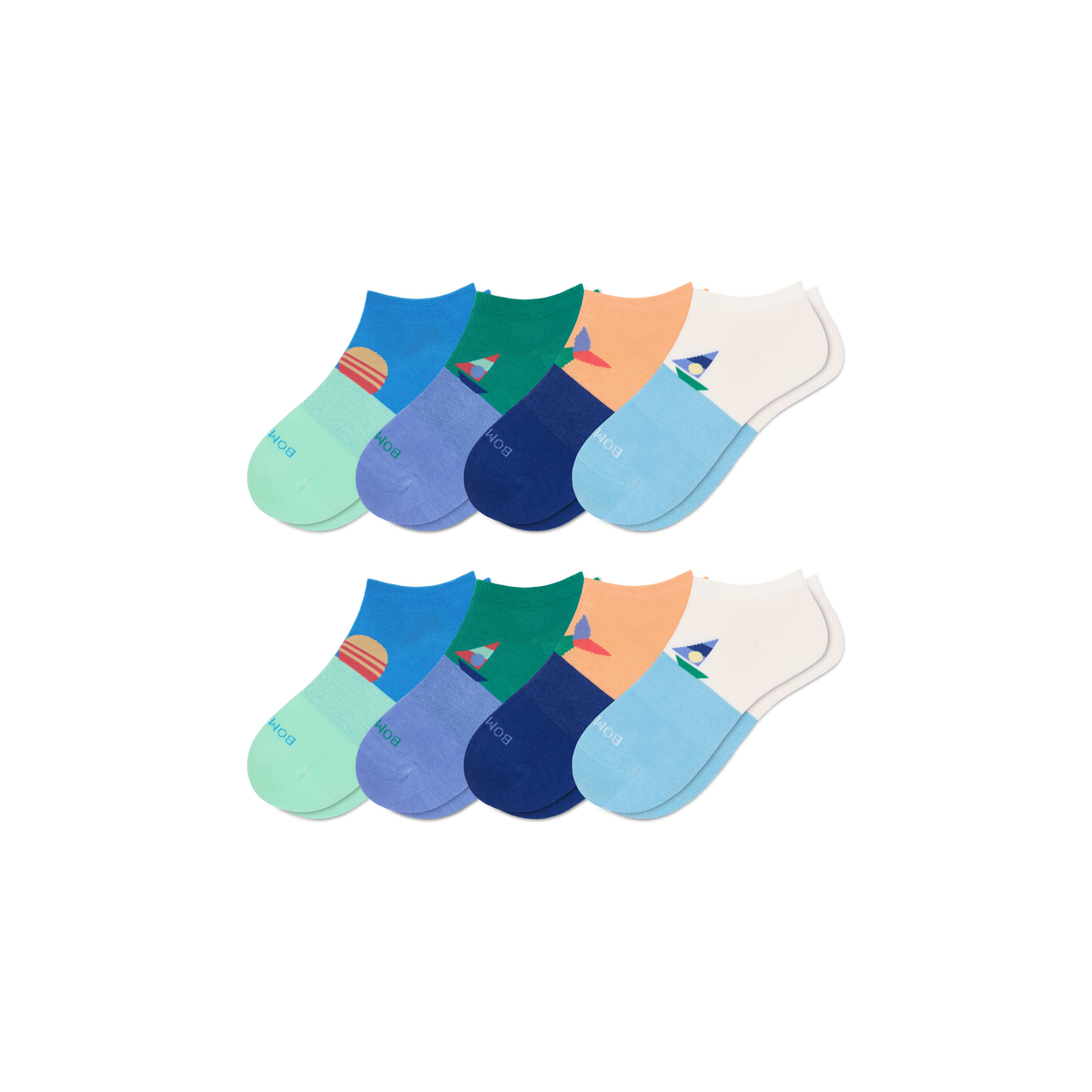Bombas Youth Lightweight Ankle Socks 8-Pack
