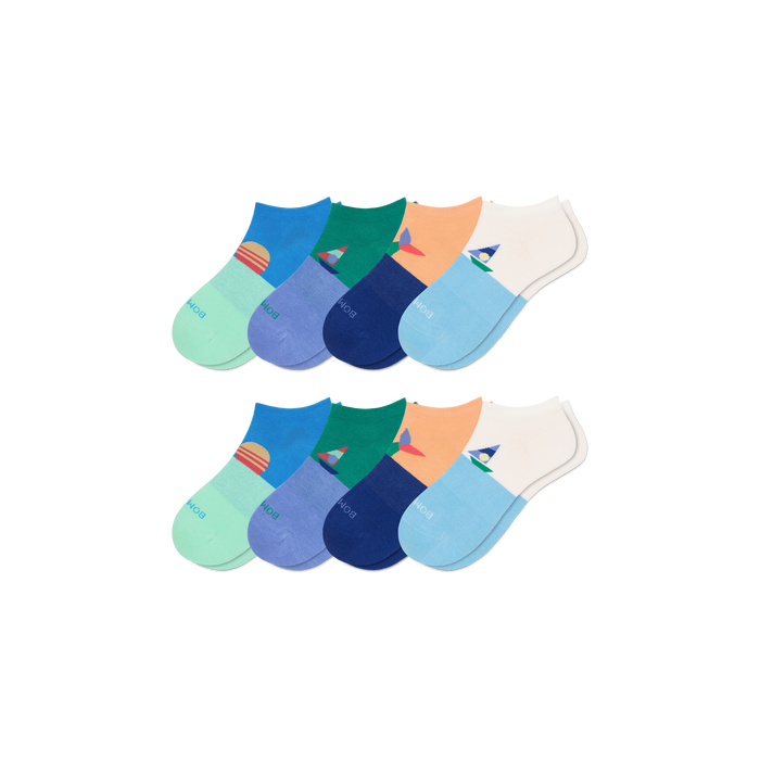 Bombas Youth Lightweight Ankle Socks 8-Pack