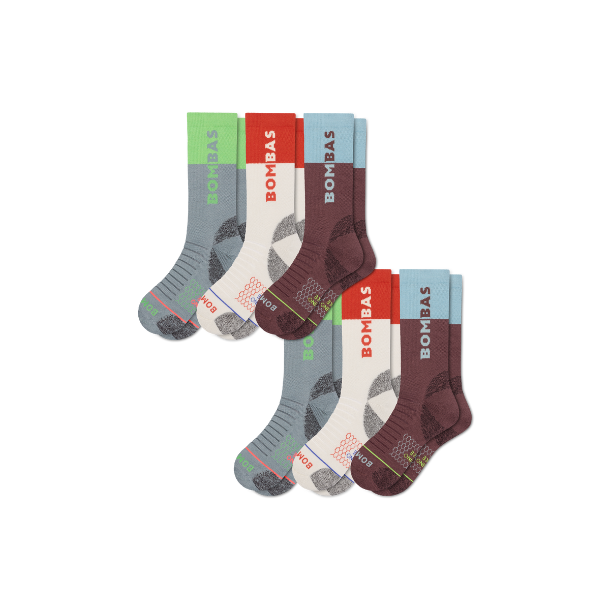 Bombas Men's Merino Wool Blend Hiking Calf Socks 6-Pack