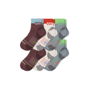 Bombas Women's Merino Wool Blend Hiking Quarter Socks 6-Pack, Cushioned Trail Socks