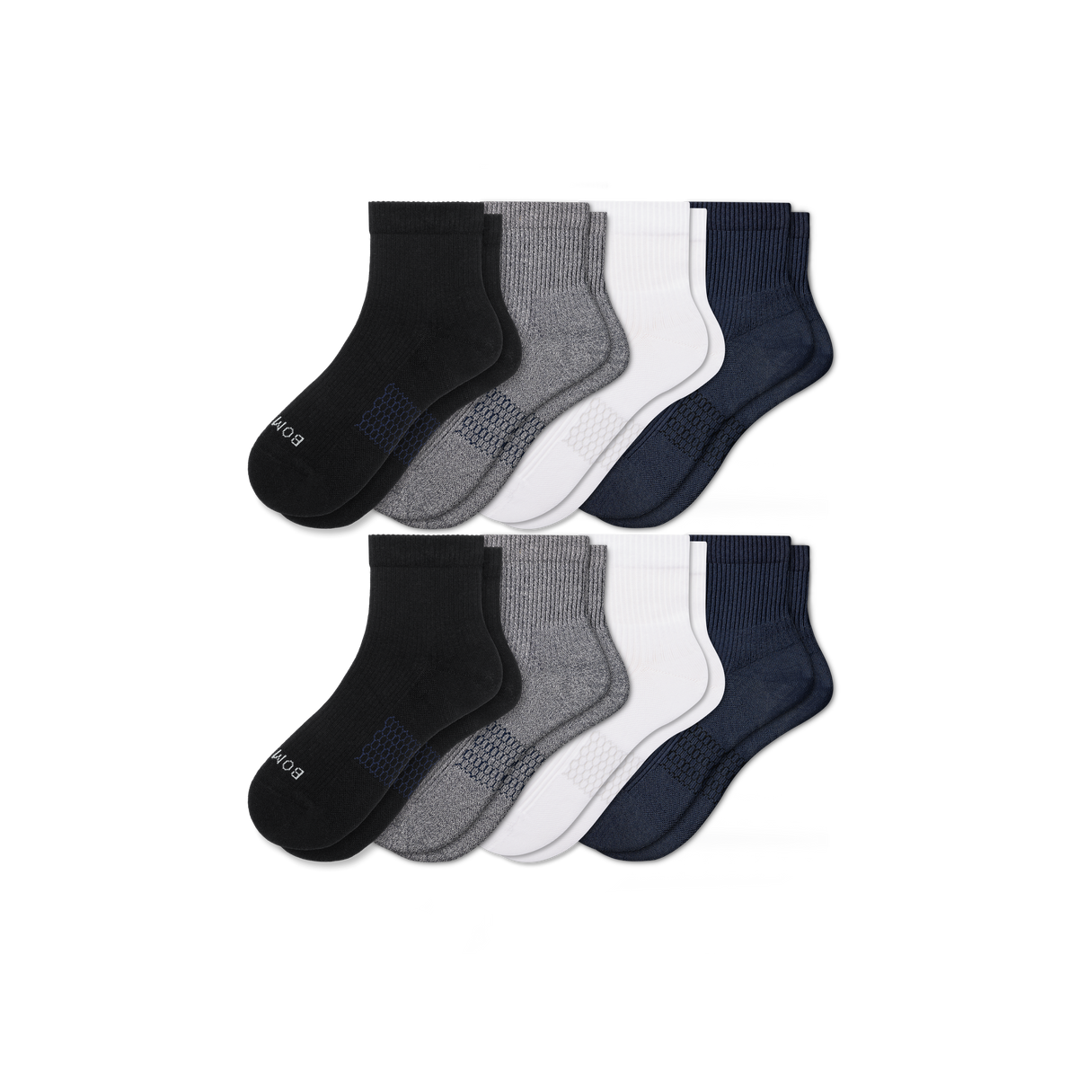 Bombas Men's Modern Rib Quarter Socks 8-Pack