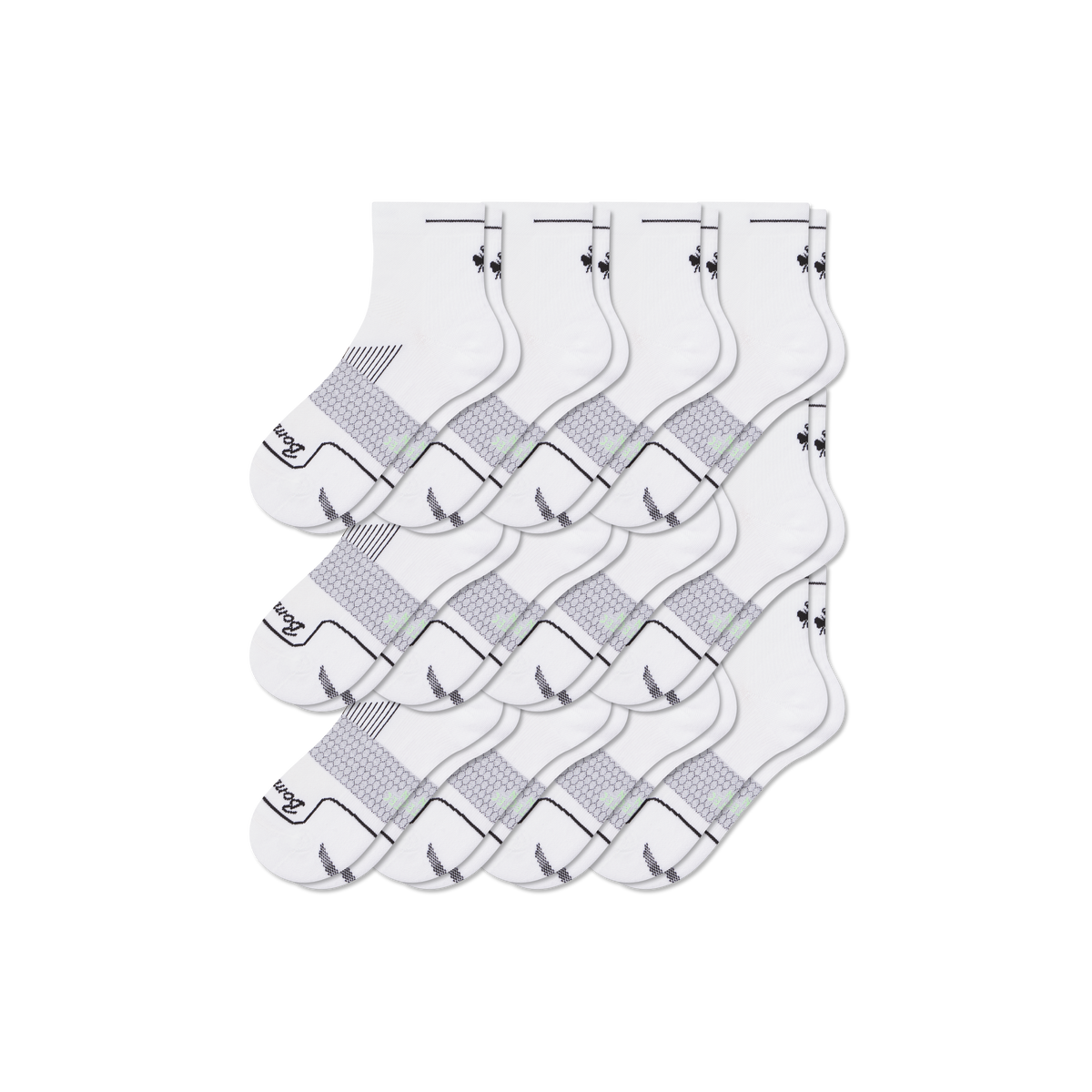 Bombas Men's Run Quarter Socks 12-Pack