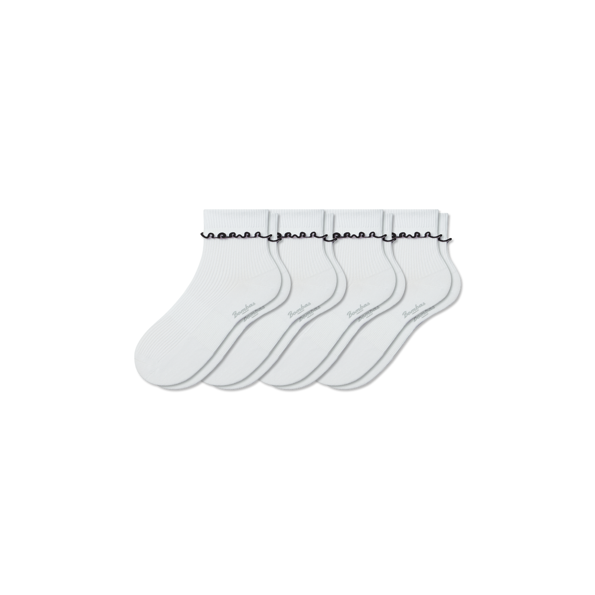 Bombas Women's Ruffle Rib Half Calf Socks 4-Pack - Lightweight Frilled Cuff Socks