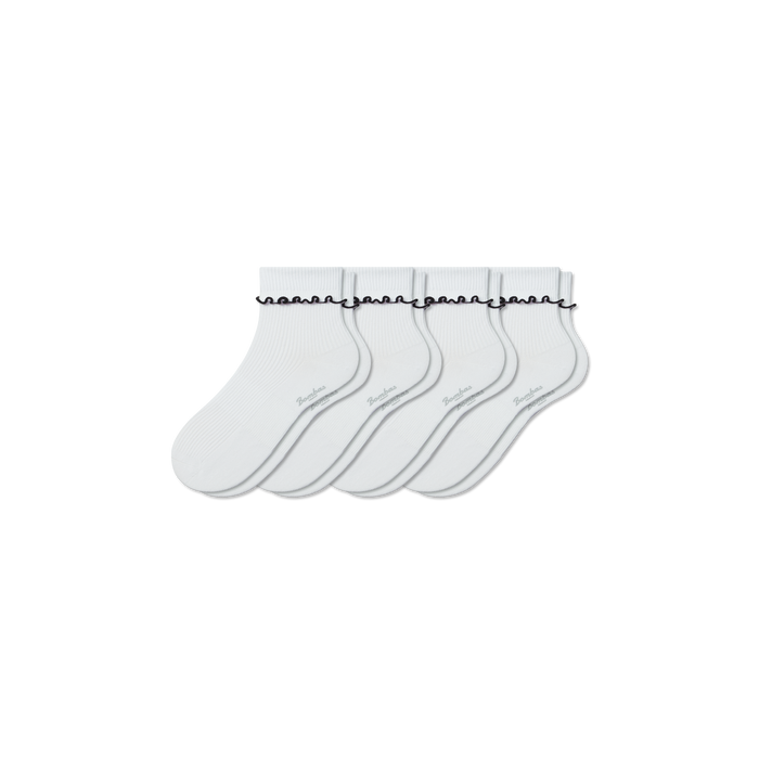 Bombas Women's Ruffle Rib Half Calf Socks 4-Pack - Lightweight Frilled Cuff Socks