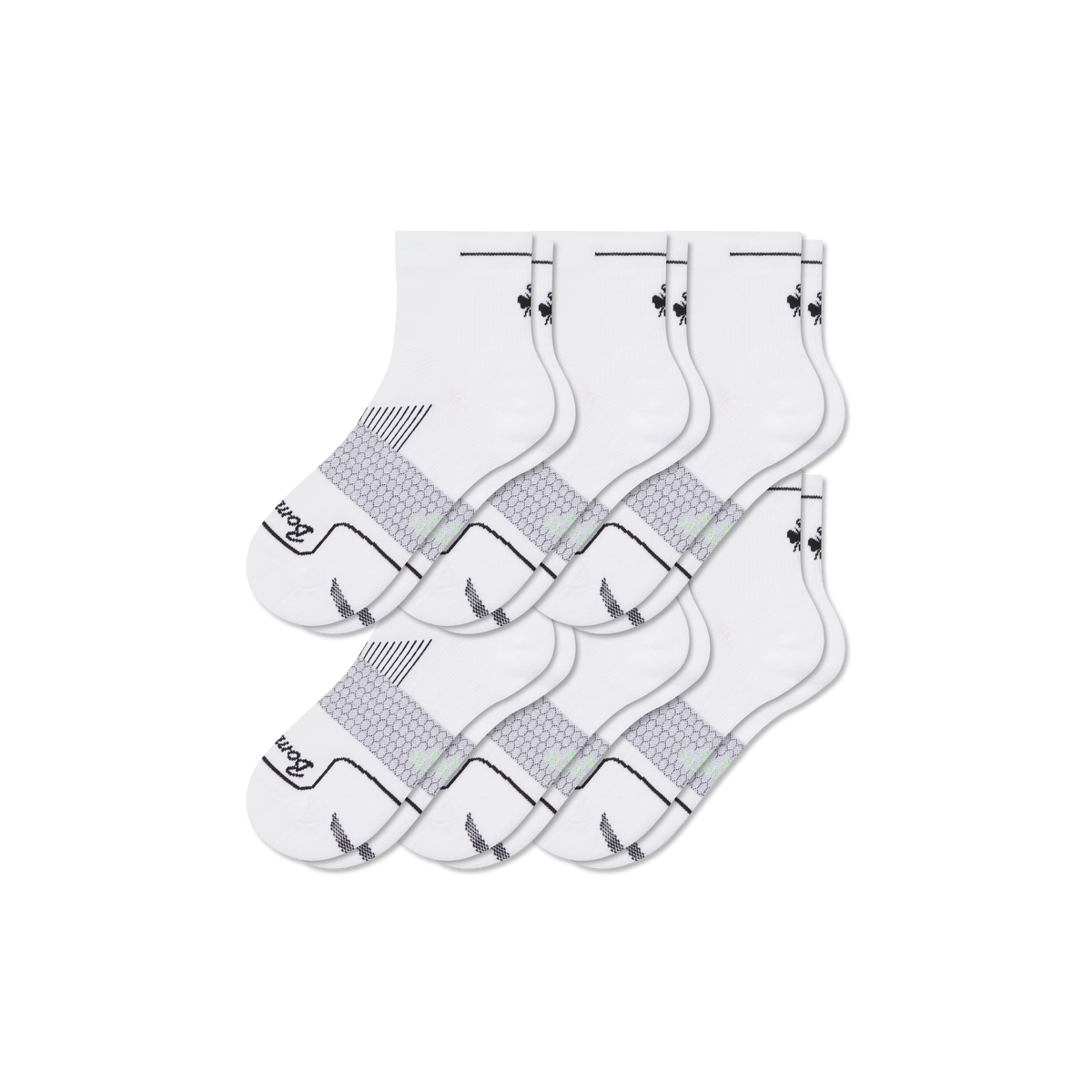 Bombas Women's Run Quarter Socks 6-Pack, Lightweight Breathable Running Socks