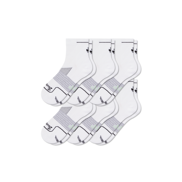 Bombas Women's Run Quarter Socks 6-Pack, Lightweight Breathable Running Socks