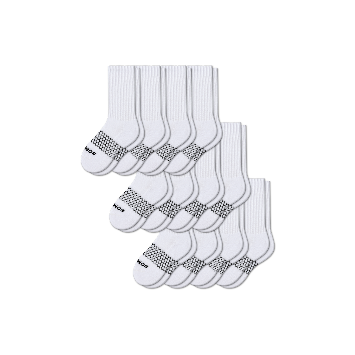 Bombas Youth Calf Socks 12-Pack - Kids Midweight Seamless Cotton Socks
