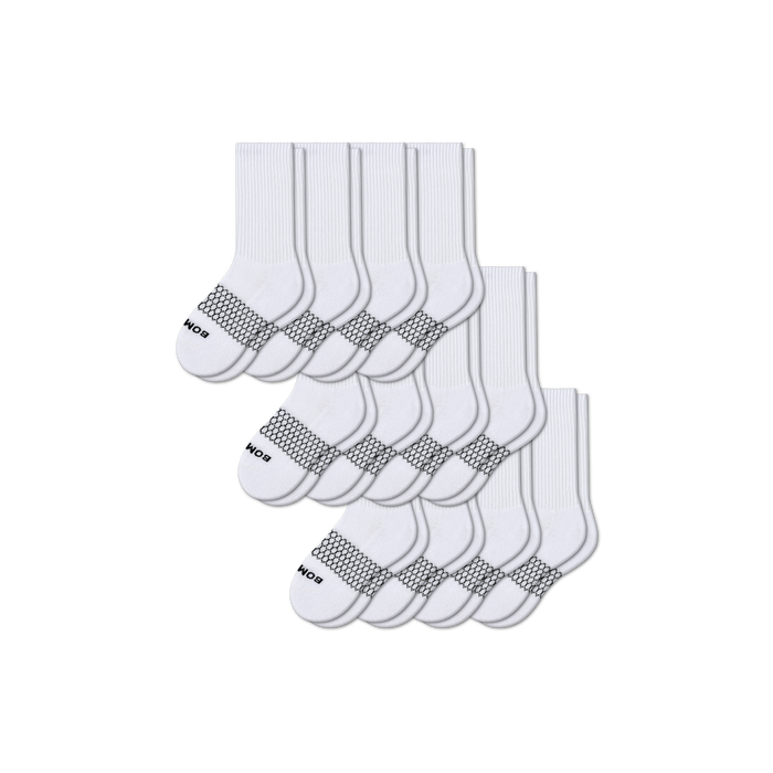 Bombas Youth Calf Socks 12-Pack - Kids Midweight Seamless Cotton Socks