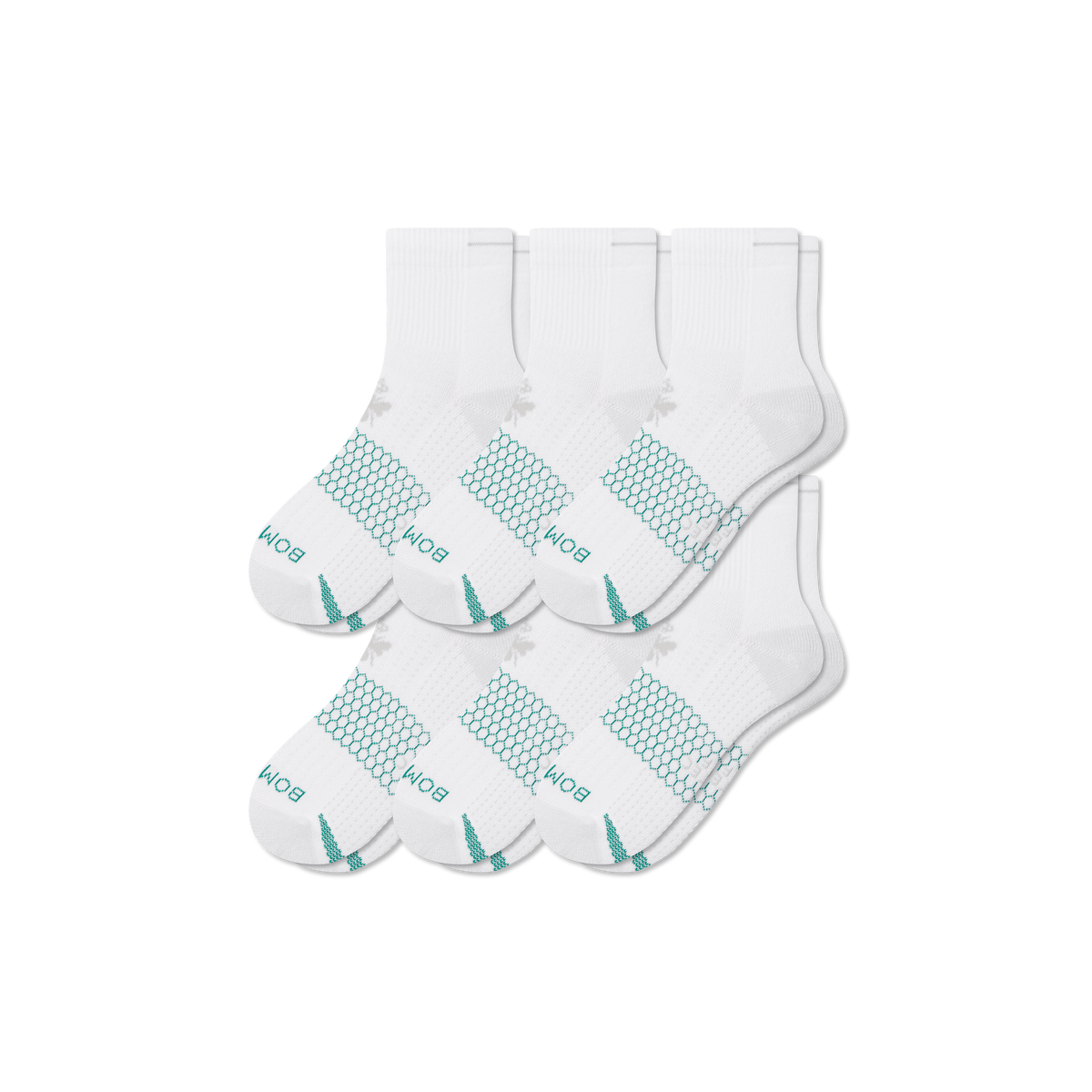 Bombas Women's Golf Quarter Socks 6-Pack, Cushioned Athletic Golf Socks